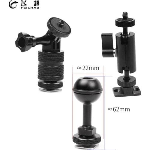 1x Cold Shoe 1/4" Mount / 360 Rotatable 1 inch Ball Head Adapter for Monitor Light Bracket Cage for GoPro 9 8 7 5 Insta360 ONE R