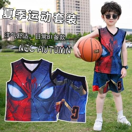 Boy Suits Summer Kid Clothing Sets Baby Printed Sleeveless Tshirt + Shorts Basketball Uniform Sports Quick-drying Clothes