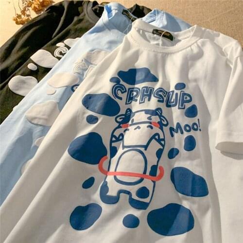 Summer Womens Korean Short-sleeved T-shirt Women 2021 New Loose Harajuku Style Student Casual Anime Bottoming Top Ins Tide