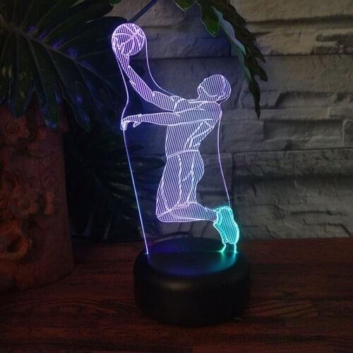 Cast basketball Sport led 3D illusion Touch 7 Color Change Acrylic Lamp Bedroom Night Light Fans Best Child Boys Man Gift