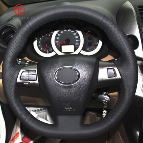 LQTENLEO Black Artificial Leather Hand-stitched Car Steering Wheel Cover for Toyota Corolla 2011 2012 2013 RAV4 2011 2012