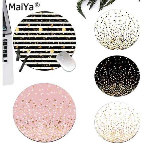MaiYa Floating Dots Black and Gold on White Silicone round mouse Pad Mouse Game Anti-Slip Laptop PC Mice Pad Mat gaming Mousepad