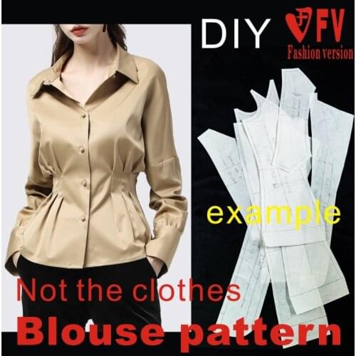 Ladies Fashion Stand Collar Shirt Pattern Long Sleeve Top Sewing Effect Drawing Garment Drawing BCY-120