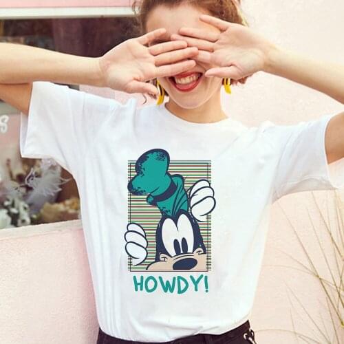 New Fashion Disney Tshirt Graphic Cartoon Goofy Short Sleeve T-shirt Female Loose O-Neck T-shirt Camiseta Clothes