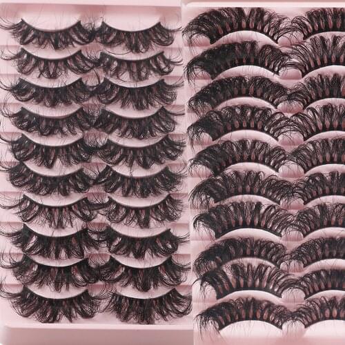 New 10Pair 25 mm Mink Eyelashes Fluffy Lashes Dramatic Messy Long False Eyelashes Makeup Wholesale 25mm 3d Mink Lashes