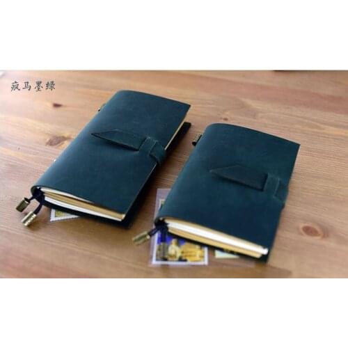 New lock style genuine notebook for two size travel notebook first layer leather free imprint picture pure handmade