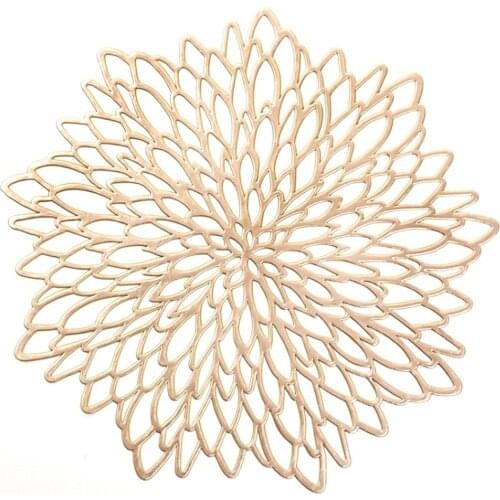4/6/8pcs PVC Coaster Placemat for Dining Table Hibiscus Coaster Insulation Table Mats Heat Resistant Placemats Hollowed-out Mat