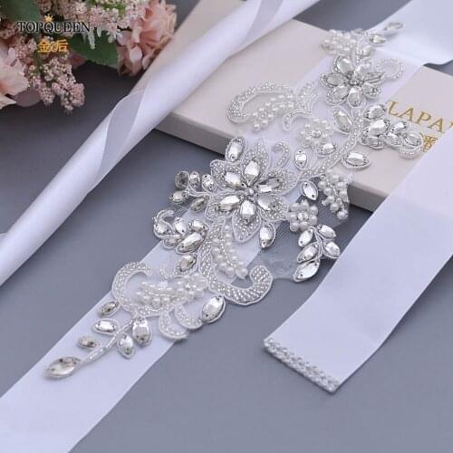 TOPQUEEN S74 Wedding Dress Belt Ivory Rhinestones Women Party Belt Cristal Belt Clear Crystal Belt Wedding Prom Formal Belts