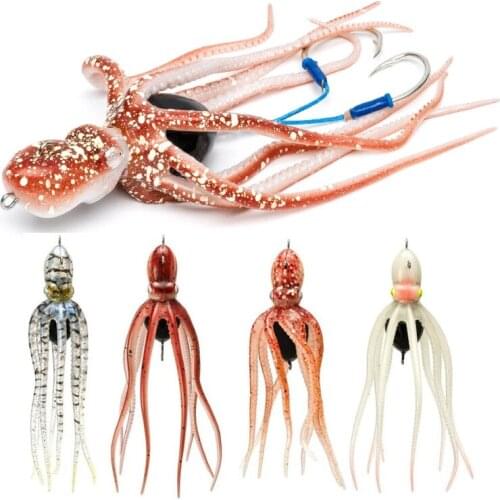 Octopus Lure Live Jig Soft Jigbait 60g - 340g fishing lur with Assist Hooks Slow Trolling or Slow Pitch Jigging Bait Cuttlefish