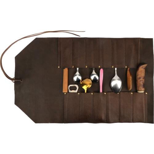 Tourbon Hunting Leather Big Tool Roll Up Bag (12 Slots) Portable Carry On Pouch Workshop Storage Woodworking Tools Organizer