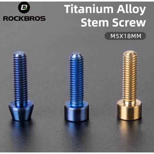 ROCKBROS 10PCS Titanium Alloy Screw Lightweight Durable M5*18mm Handlebar Anti-rust Screws Bicycle Parts MTB Road Bike Parts