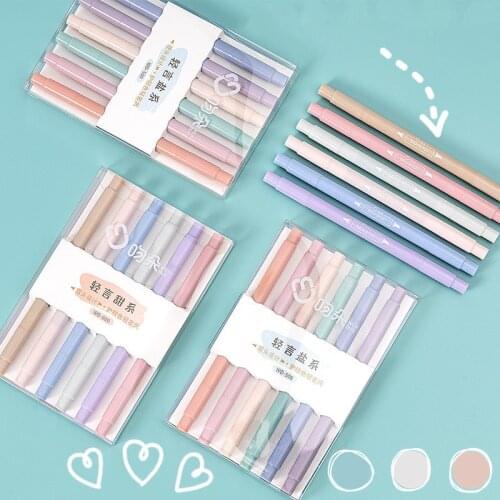 Yisuremia New 6pcs/Lot Kawaii Soft Tip Highlighter Light Color Marker Pen DIY Photo Album Journal Fluorescent Pen Stationery