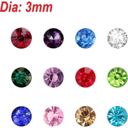 120pcs mix color 3mm round birthstone floating charm for memory love locket as Mom Dad sister brother grandma gift