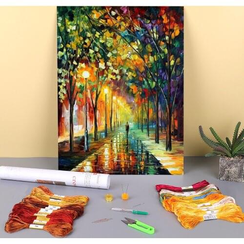 Green Dreams Printed 11CT Cross-Stitch DIY Embroidery Complete Kit DMC Threads Knitting Sewing Handiwork Craft Design Jewelry