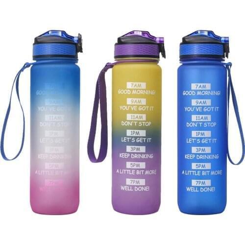 1L Sport Water Bottles Portable Leak-proof Large Capacity Fitness Kettle Shaker Drink Bottles Tritan Plastic Cycling Waterbottle