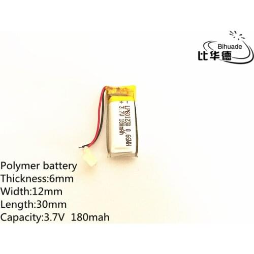 10pcs/lot 3.7V 180mAh 601230 Lithium Polymer Li-Po li ion Rechargeable Battery cells For Mp3 MP4 MP5 GPS PSP mobile bluetooth