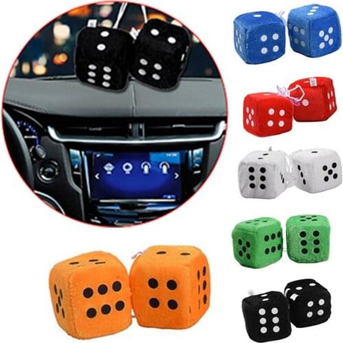 2Pcs/Lot New Car Plush Pendant Of Diffuse Dice Points Rearview Mirror Hook Decoration Car Style Accessory Car Decoration Tools
