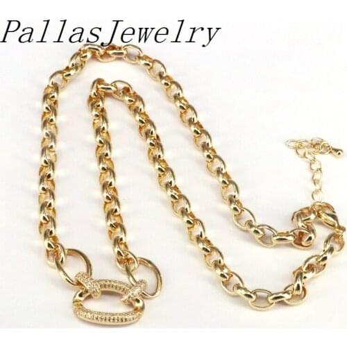 5Pcs Fashion CZ Micro Pave Link Chain Necklaces For Women Men Gold Color Choker Collar Hip Hop Jewelry