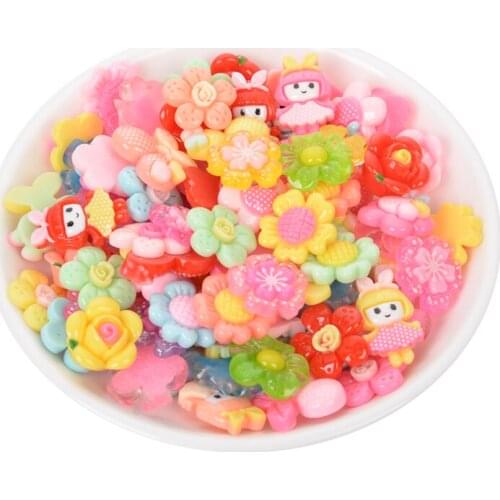 50Pcs Mixed Cute Flower Girl Resin Cabochon Flatback Decoration Kawaii Crafts Embellishments For Scrapbooking Diy Accessories