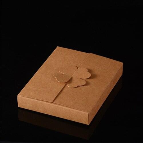 500pcs/lot 16*12.6*2.5cm Kraft Paper Gift Boxes Cake knife and fork Packing Box DIY Handmade blank Favor Clover Paper Boxes