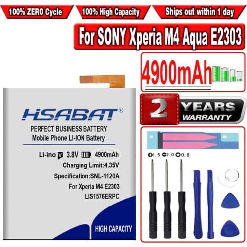 HSABAT LIS1576ERPC/AGPB014-A001 4900mAh Battery for SONY Xperia M4 Battery Aqua E2303 E2333 E2353
