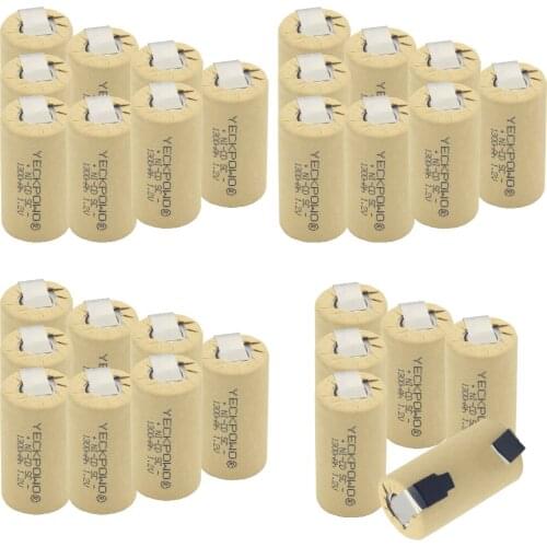30 pcs 1300mAh NICD SC batteries 1.2V sub C battery akkus real capacity guaranteed soldering tape for emergency lighting for B&D