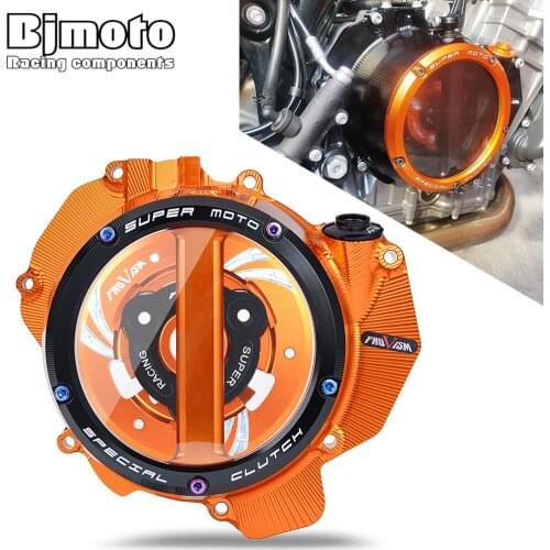 BJMOTO CNC Racing Clear Clutch Cover & Spring Retainer R For 790 2018-2021 790 ADV 2019 2020 2021