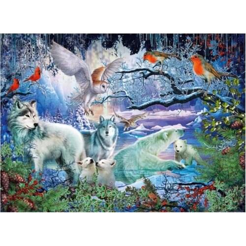 5D DIY diamond painting wolf & bear & eagle full square/round drill diamond embroidery landscape mosaic rhinestone art gift P551