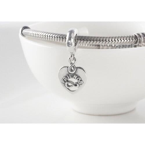 Authentic S925 Silver Pendant Charm for Women Bracelet Bangle DIY Jewelry Infinity Friends Dangle Bead