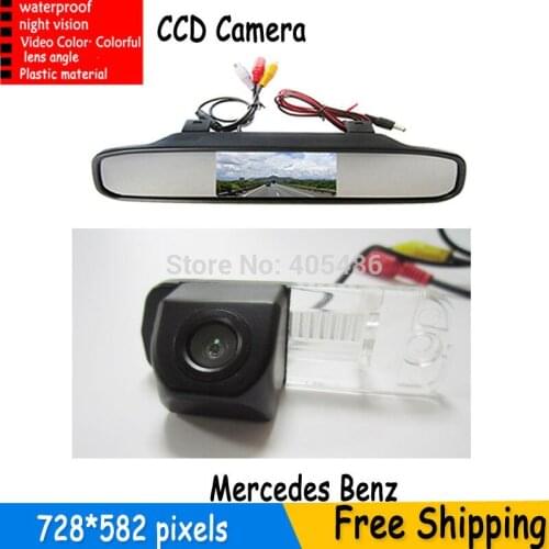 CCD Car rear view camera for Benz C-Class W203 E-Class W211 CLS-Class 300 W219 R350 R500 ML350color 4.3 inch car Mirror Monitor