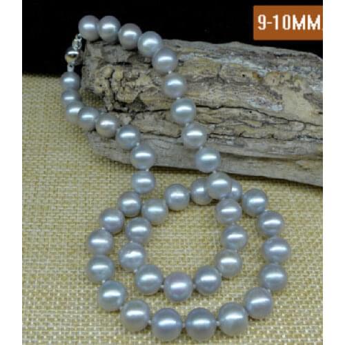 Free shipping hot sale Women Bridal Wedding Jewelry VERY SURPRISING 17" 9-10 MM SILVER GREY SOUTH SEA NATURAL PEARL NECKLACE