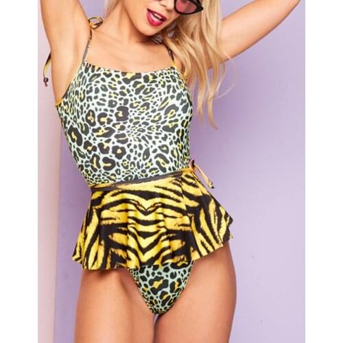 One Piece Leopard Printed Swimwear Women Bandage Swimsuit Summer Beachwear Bathing Suit Brazilian Bikinis 2019 Hot Monokini