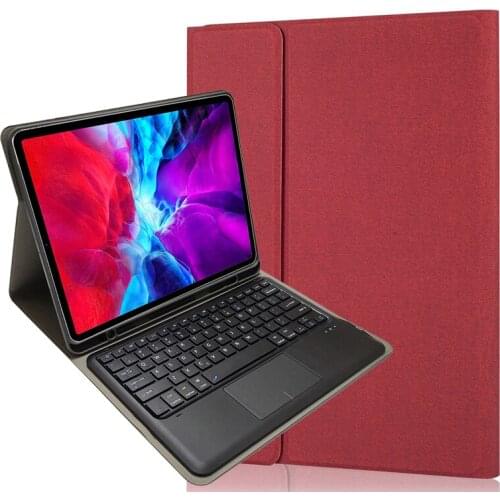 Fabric Leather Case with Removable Touch Keyboard for iPad Pro 12.9 2020/Pro 12.9 2018 HK131C Auto Sleep Wake UP Smart Cover+Pen