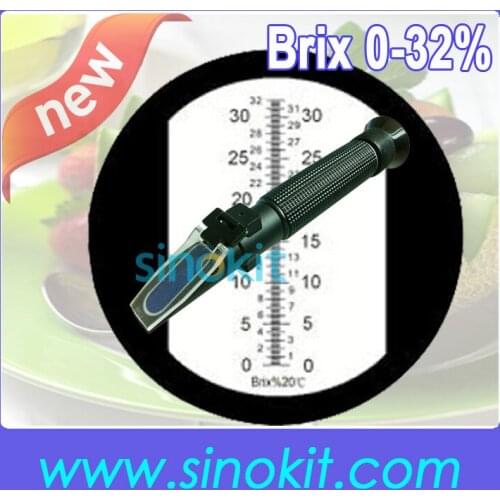 Cheaper Brix 0-32% Hand-held Plastic Material Refractometer P-RHB-32ATC Black Handle