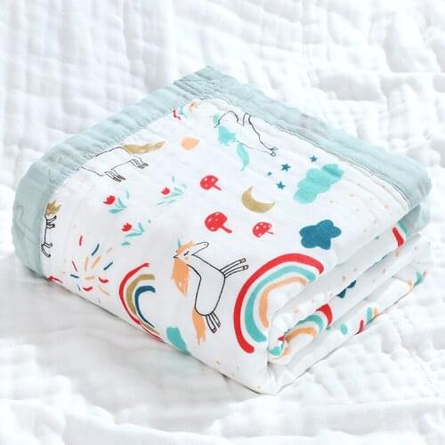 Baby Bath Towels Childrens Soft Cotton Breathable Gauze Printed Blanket Universal Four Season Six-layer Quilt Newborns Unisex