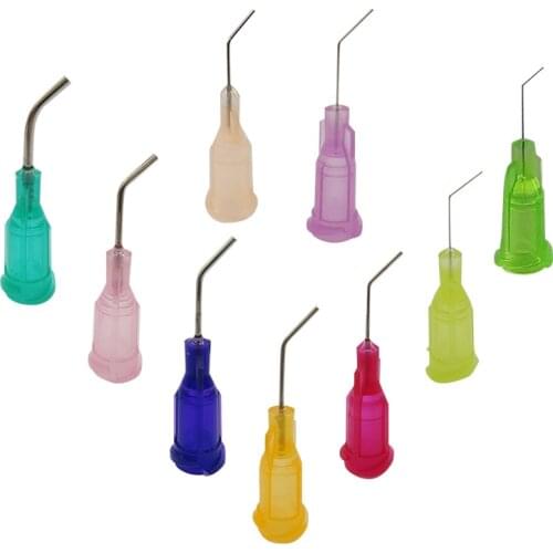 10pcs 1/2" 1/2 Inch 45 Degrees Elbow Dispensing Needles TS-TT Syringe Needle Blunt Tip Threaded Port From 14G To 27G