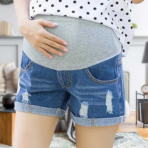 Denim Shorts Summer Maternity Short Pants Pregnancy Safety Shorts Summer Autumn Denim Pockets Loose Pants M/L/XL/XXL