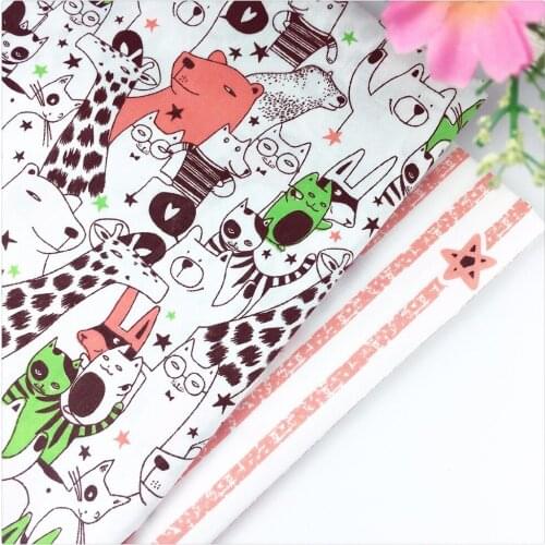 Cotton twill cloth fabric animal stars cartoon DIY kids bedding textile cushions handwork tilda patchwork syunss fabric tissue