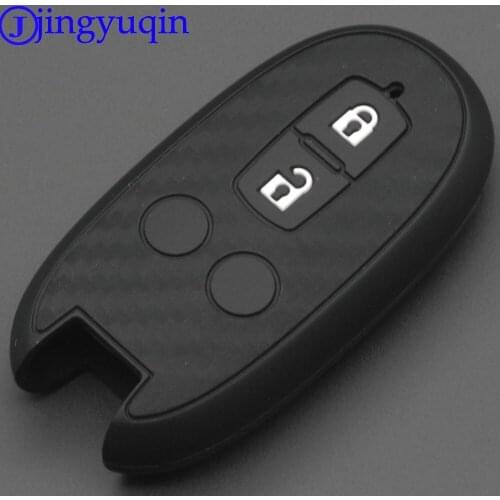 Jingyuqin 2 Buttons Remote Carbon Silicone Car Key Case Cover For Suzuki SX4 2007-2012 Vitara Swifts Smart Key