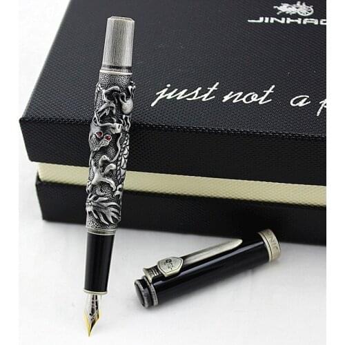 JINHAO Gold Dragon metal Fountain pen executive office stationery supplies luxury writing ink gift pens for art collection