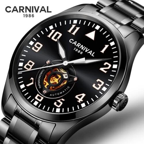 CARNIVAL Automatic Military Watch Men Luxury Brand Waterproof Fashion Black Luminous Mechanical Wrist Watches Relogio Masculino