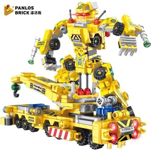 City Construction Project 363 PCS Bulldozer Excavator Crane Robot Model Building Blocks Childrens Toy Stickers Gift Small Brick