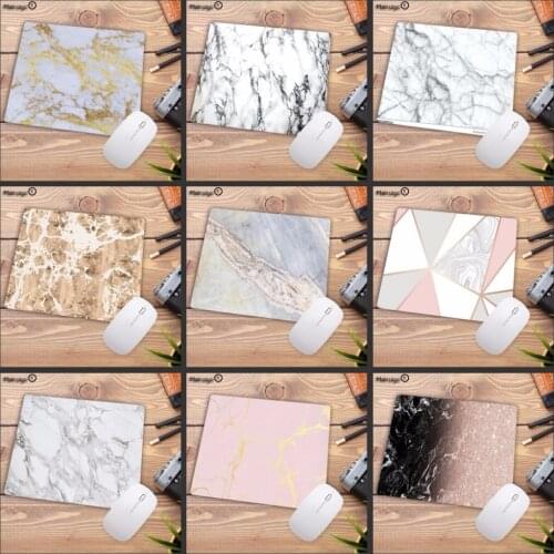 Mairuige 22X18CM Beautiful Computer Mouse Pad Soft Natural Rubber Pink Gold White marble Series Mice Pad Square Gaming MousePads