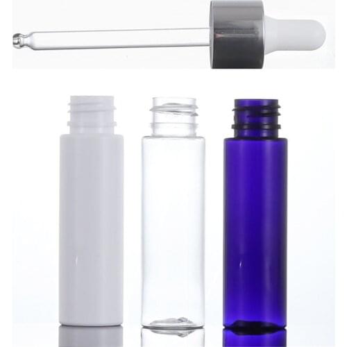 30ml Square Liquid PET Plastic Dropper Bottle 1oz Clear Amber Blue Pink Dropper Containers For Essential Oil Use Empty Refillabl