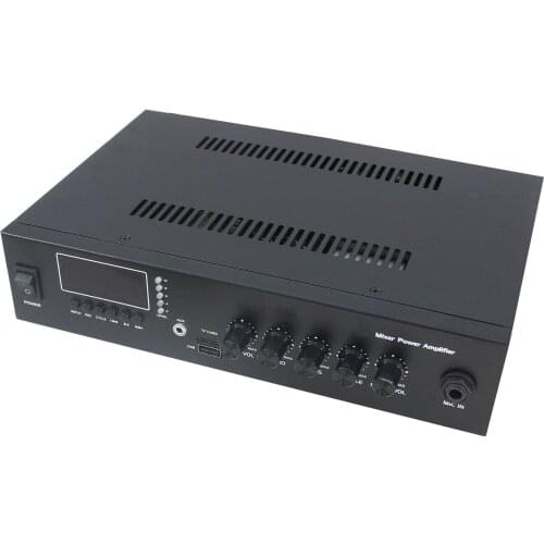 Bluetooth Amplifiers Mini High Power Class D 60W Audio Mixer Power Amplifier With USB Port Tuner for 100V or Ohm Speaker