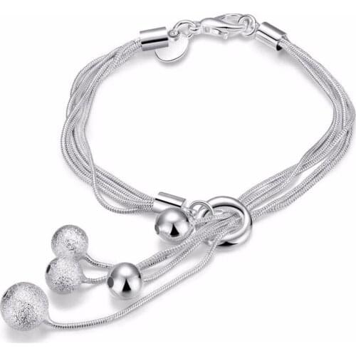 925 sterling silver fashion accessories frosted ball pendant female bracelet jewelry minimalist lobster clasp
