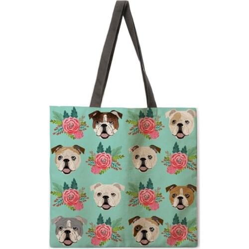 Cartoon animal leisure tote bag linen bag reusable shopping bag outdoor beach bag leisure tote bag