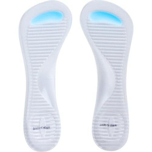 Soft 3/4 Sized Adhesive Gel Massage Insoles with Arch & Metatarsal Support for High-Heel Shoes Sandals Camping Hiking Accessory