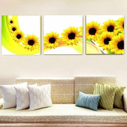 3pcs 5D Diy Diamond Painting Floral Sunflower Mosaic Rhinestone Pasted Embroidery 5D Cross Stitch Kits Home Decor Crafts