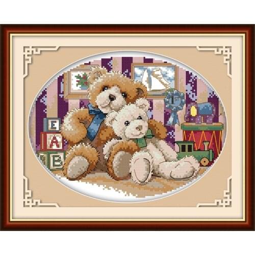 Teddy Bears(1) s Counted Cross Stitch 11 14CT Cross Stitch Sets Cross-stitch Kits Embroidery Needlework
